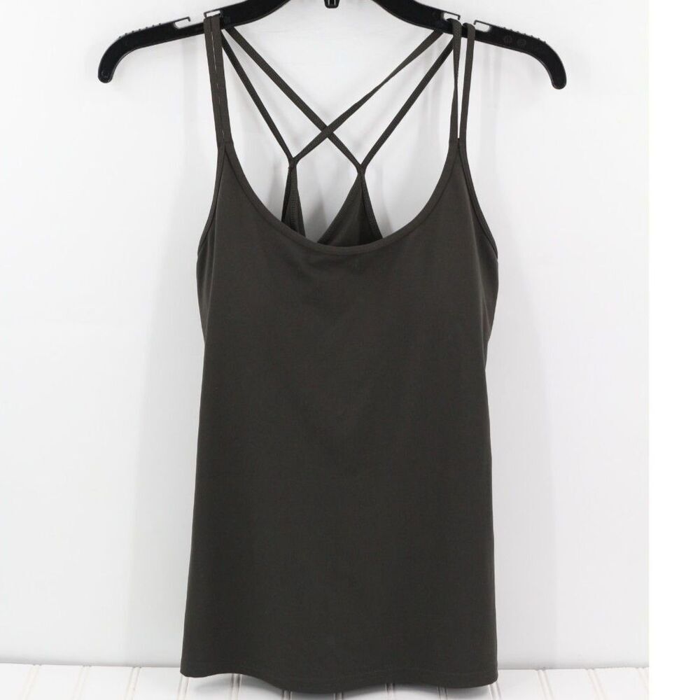 Old Navy Active Go Dry Strappy Tank with Built in Bra Green Size Medium